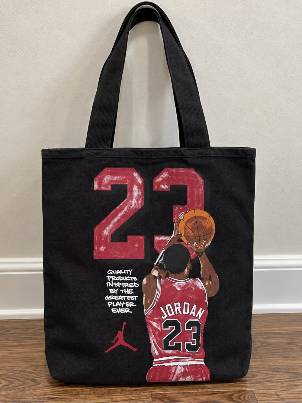 Jordan Black and Red Michael Jordan 23 Canvas Tote Bag
